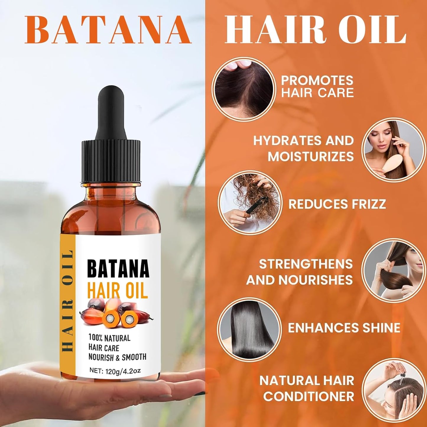 100% Pure Batana Hair Oil for Hair Care, Natural Batana Oil - OLELON