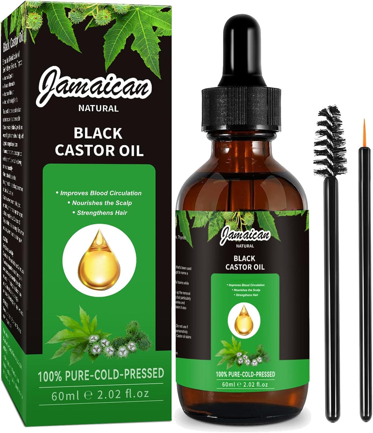 3 Pack Black Castor Oil for Hair Growth, 100% Pure and Natural Organic Castor Oil - OLELON