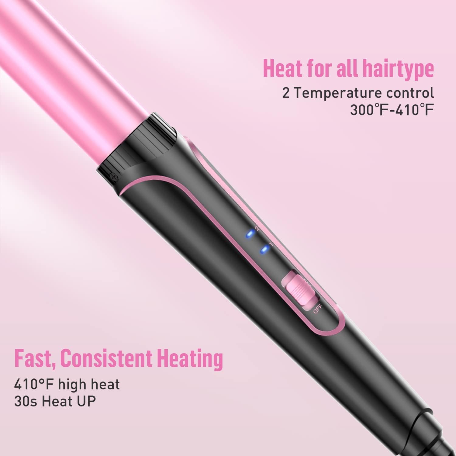 5 in 1 Waver Curling Iron Wand Set,Pink - OLELON