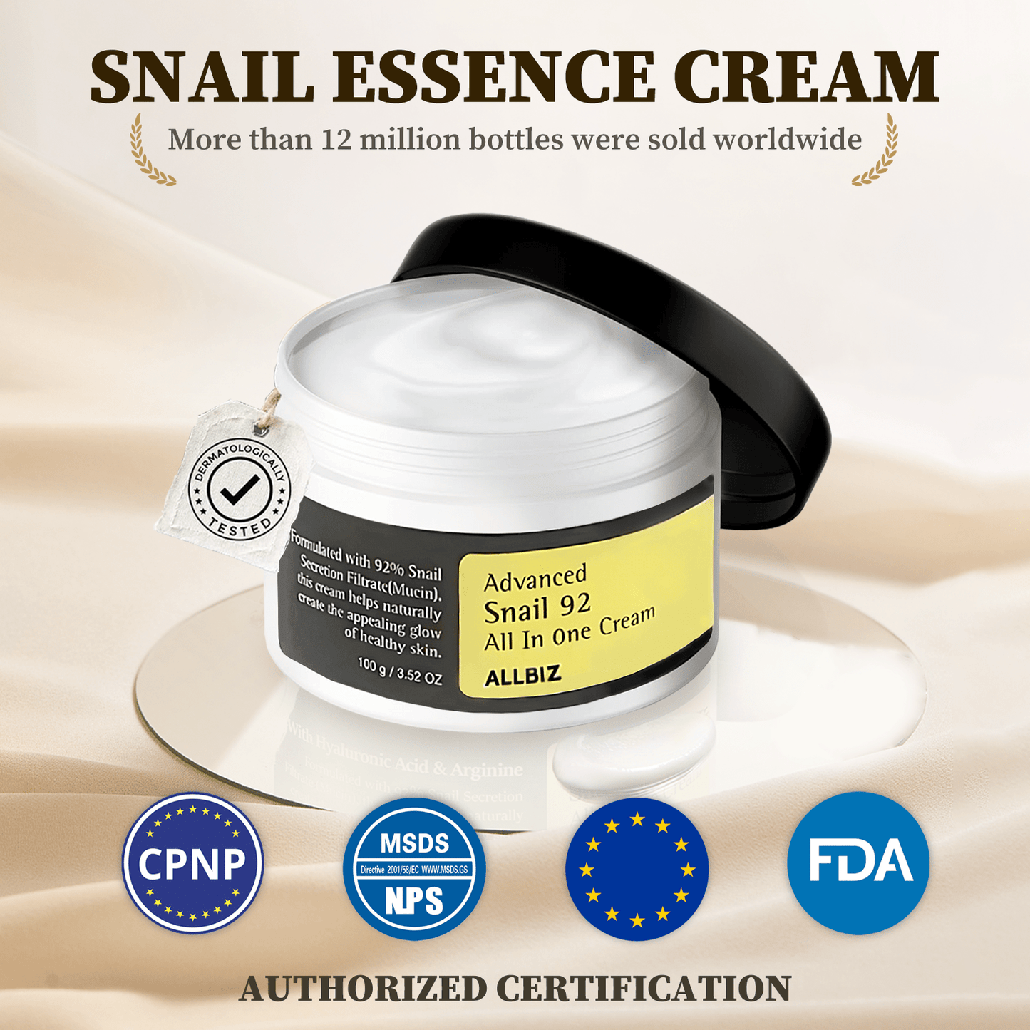 ALLBIZ Advanced Snail 92 All In One Cream 3.52oz/ 100g - OLELON