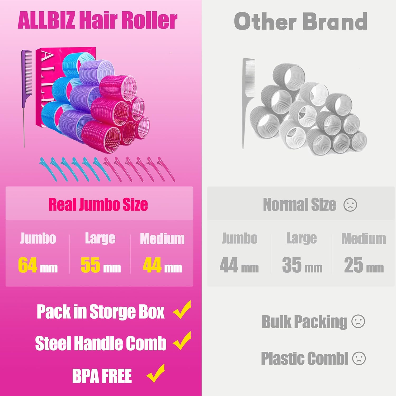 ALLBIZ Jumbo Hair Rollers Sets - OLELON