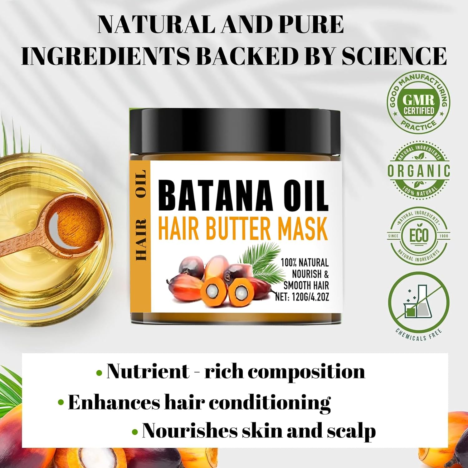 Batana Hair Mask , Nourishing Hair Care with Natural Oil from Honduras - OLELON