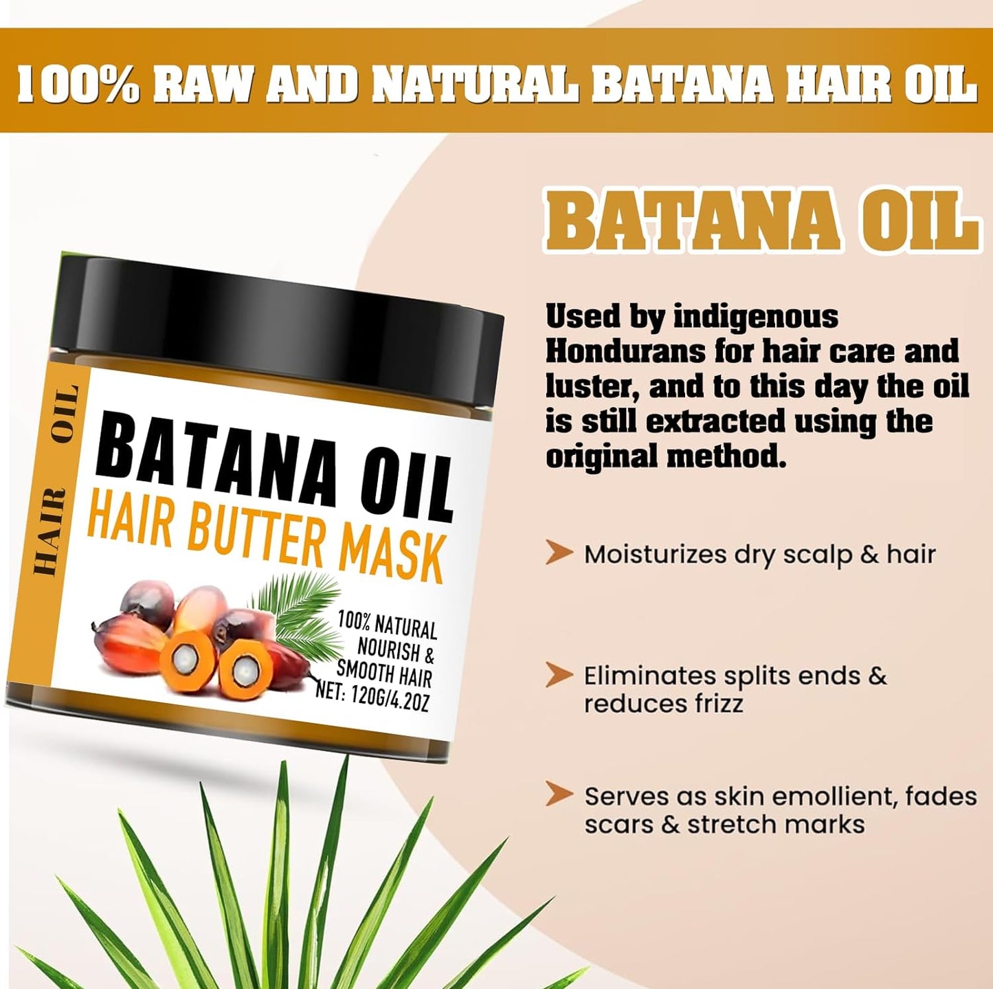 Batana Hair Mask , Nourishing Hair Care with Natural Oil from Honduras - OLELON