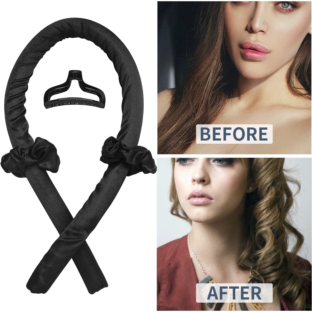 Heatless Curling Rod Headband,Black - OLELON