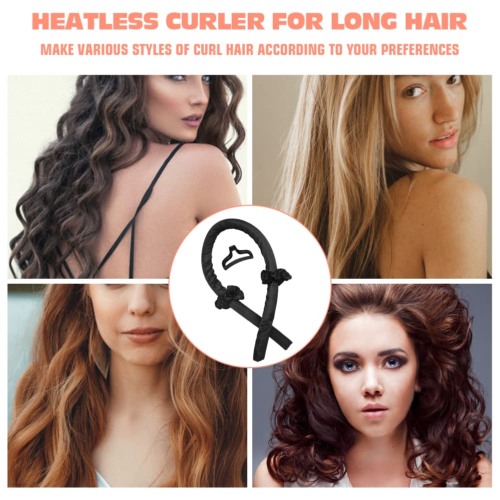 Heatless Curling Rod Headband,Black - OLELON