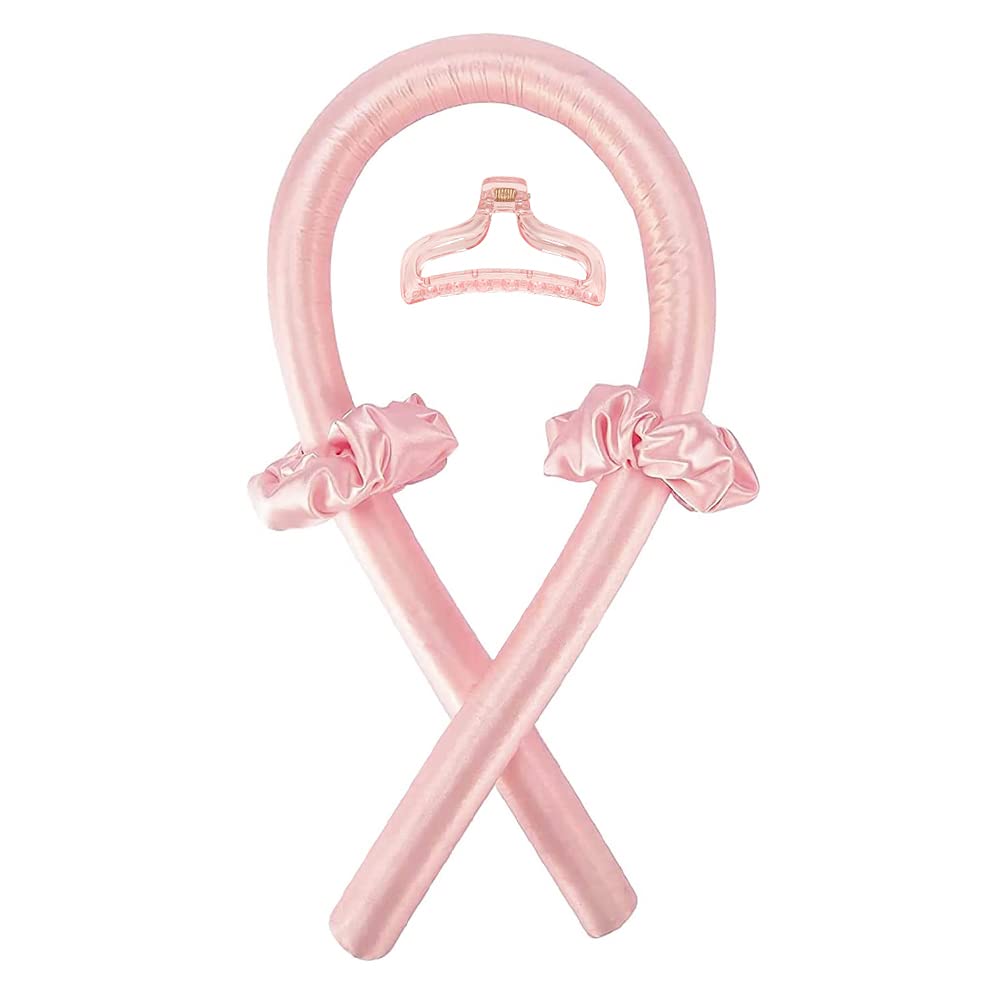 Heatless Curling Rod Headband,Pink - OLELON