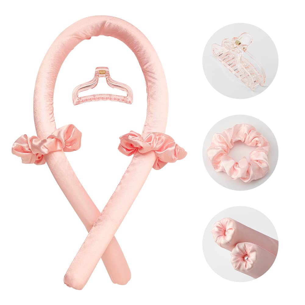 Heatless Curling Rod Headband,Pink - OLELON