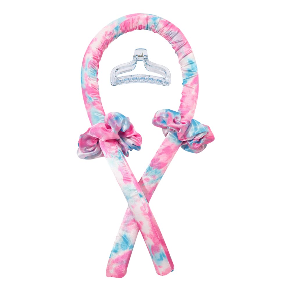 Heatless Curling Rod Headband,Tie Dye Pink - OLELON